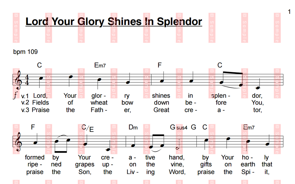 Lord Your Glory Shines In Splendor -  Kirsty Woods (Sheet Music)