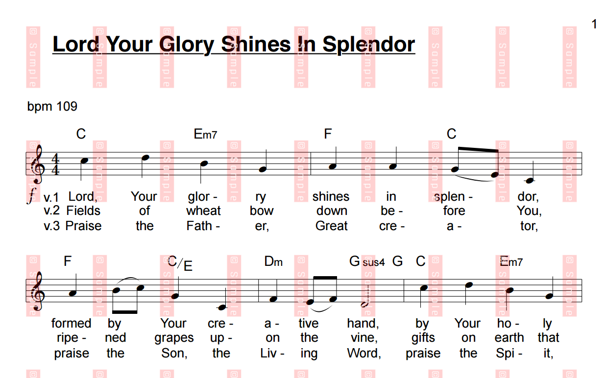 Lord Your Glory Shines In Splendor -  Kirsty Woods (Sheet Music)