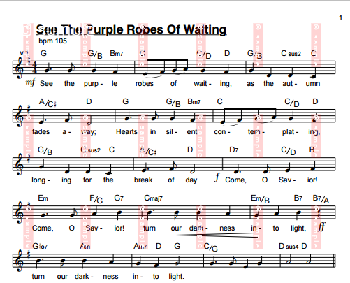 See the Purple Robes of Waiting – Kirsty Woods (Sheet Music)
