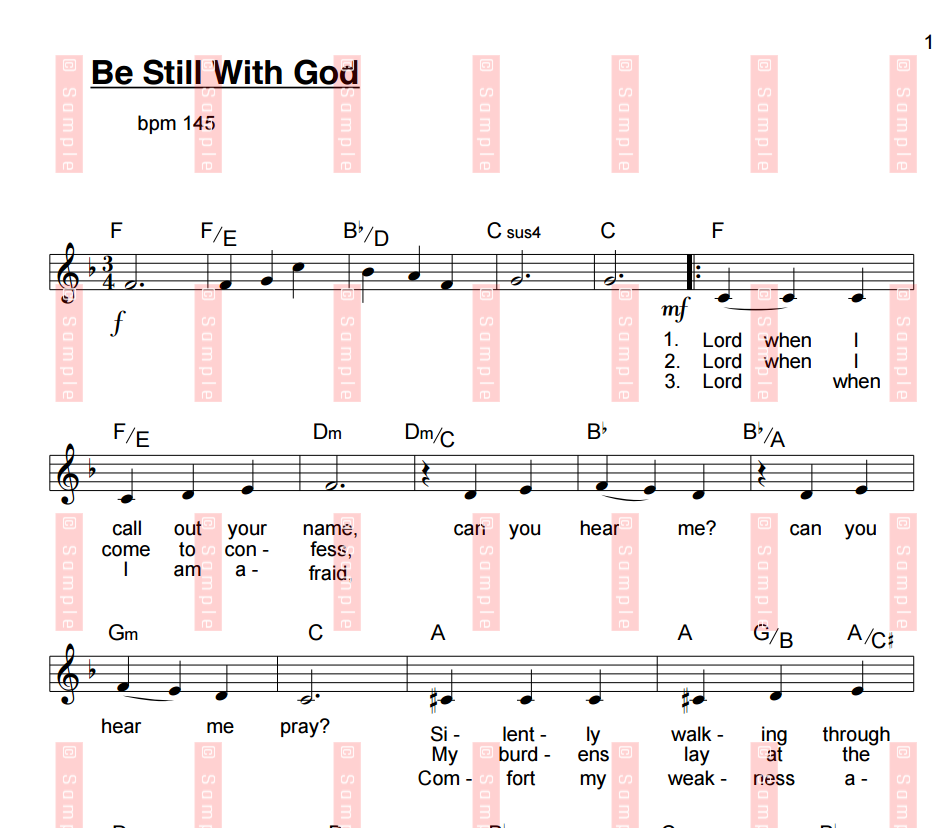 Be Still With God  – Kirsty Woods (Sheet Music)