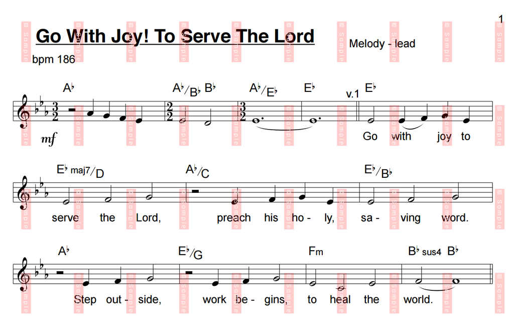 Go With Joy! To Serve The Lord – Kirsty Woods (Sheet Music)