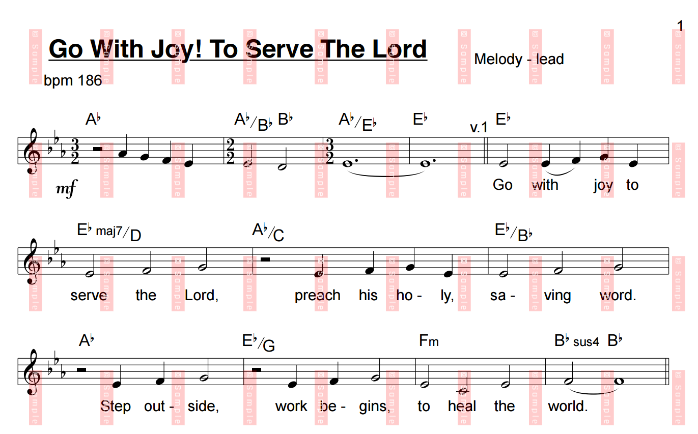 Go With Joy! To Serve The Lord – Kirsty Woods (Sheet Music)