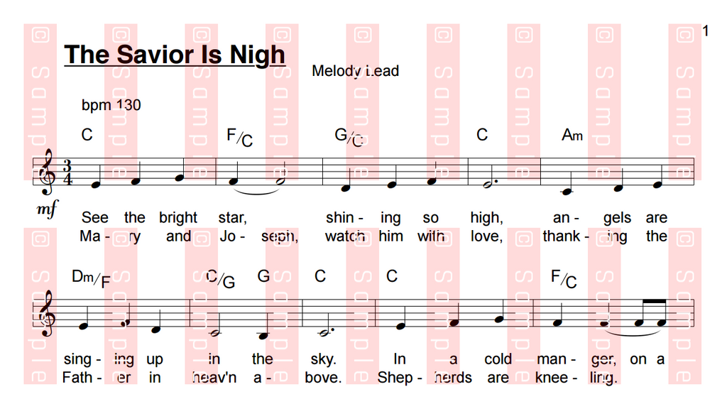 The Savior Is Nigh -  Kirsty Woods (Sheet Music)