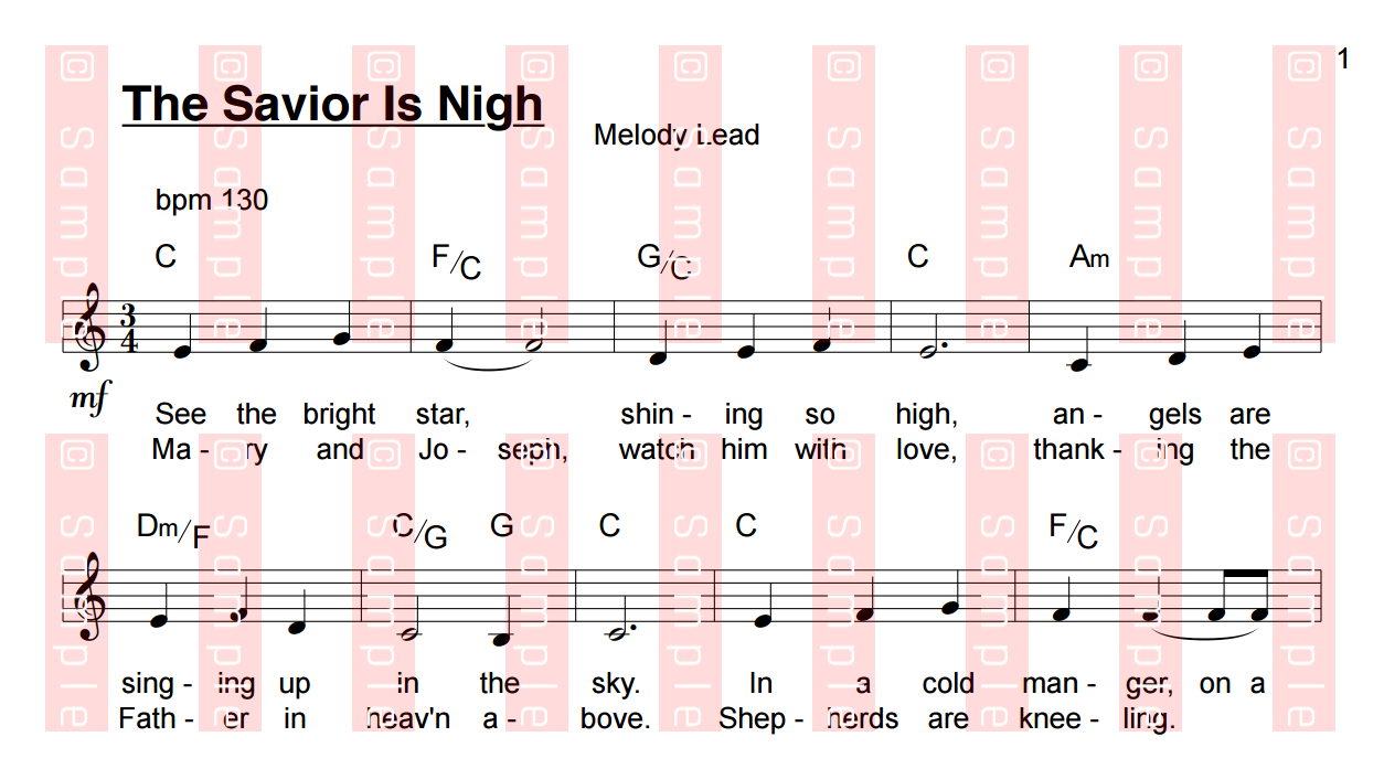 The Savior Is Nigh -  Kirsty Woods (Sheet Music)