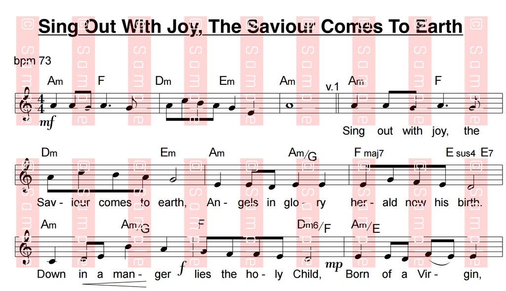 Sing Out With Joy, The Saviour Comes To Earth - Kirsty Woods (Sheet Music)