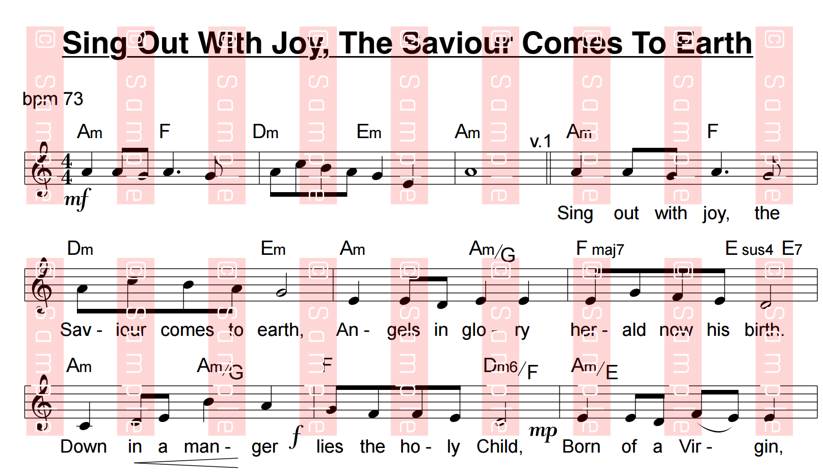 Sing Out With Joy, The Saviour Comes To Earth - Kirsty Woods (Sheet Music)