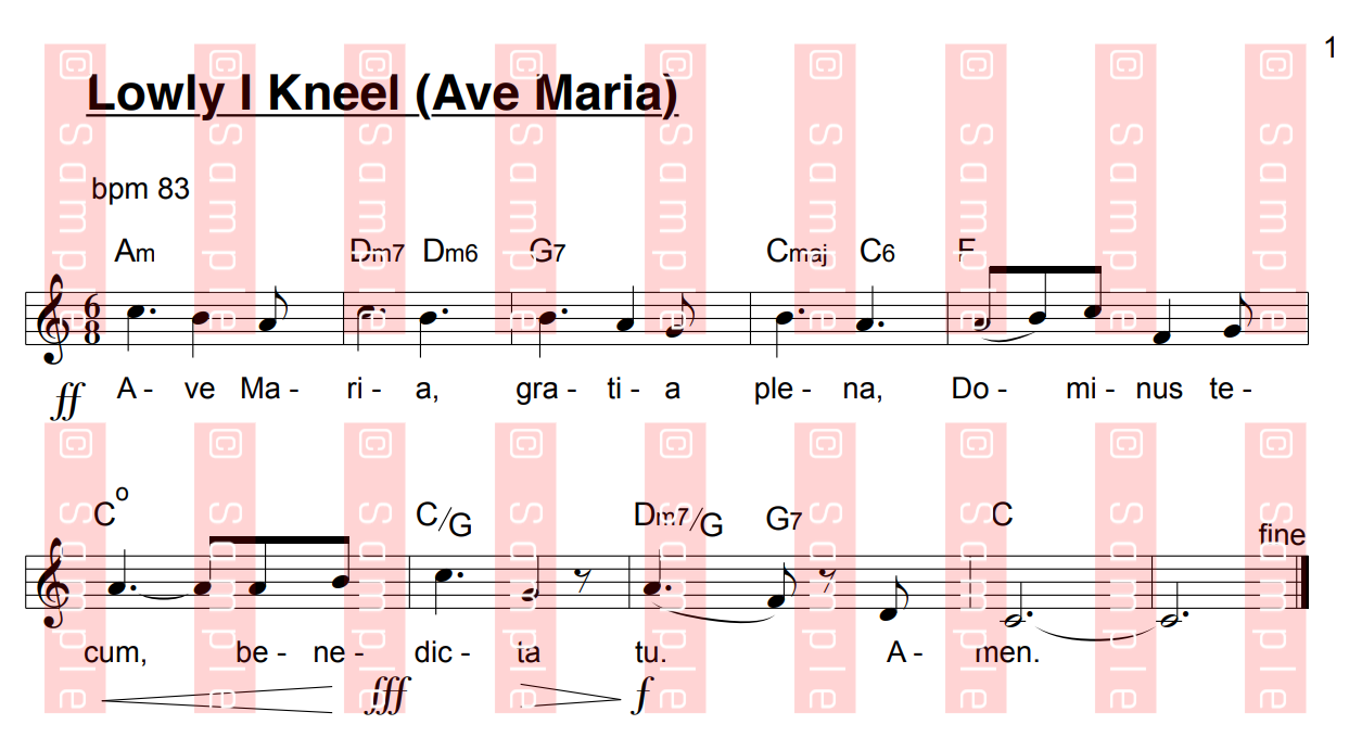 Lowly I Kneel - Kirsty Woods (Sheet Music)